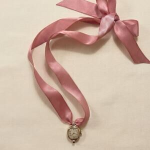 Reworked Vintage Hampden 10k Gold Filled Watch Silk Ribbon Choker